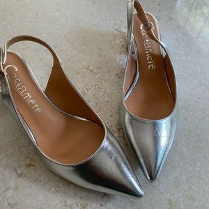 Silver sling backs